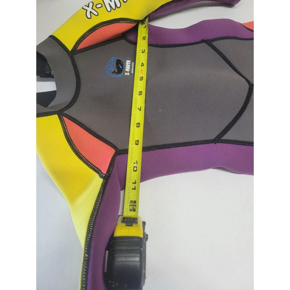 X-Manta Kids Full Body Wetsuit Grey Purple‎ Yellow Orange Neoprene Size S 100/54